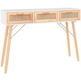 Maison Chic konzolna miza - miza ob steni bela 105x30x75 cm trdna borovina naravni ratan, (21786598) | Shoptok.si