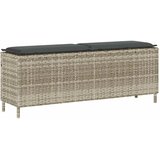  Vrtna klupa s jastukom svijetlosiva 110x30x40,5 cm poli ratan | shoptok.hr
