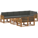 vidaXL Zunanja garnitura za sedenje 9 pcs Naravna in antracitna, (5000279990) | Shoptok.si
