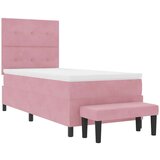 Box Postelja z vzmetnico z vzmetnico Roza 100 x 200 cm Žamet, (5000126302) | Shoptok.si