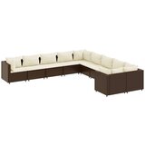  10-dijelni set vrtnih sofa od poliratana s jastucima smeđi | shoptok.hr