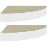 vidaXL Kutne zidne police 2 kom boja hrasta i bijele 25x25x3,8 cm MDF | shoptok.hr