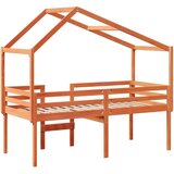  Visoka postelja s streho voščeno rjava 90x200 cm trdna borovina | Shoptok.si