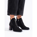 SHELOVET Suede black ankle boots on post Cijene