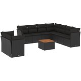  10-dijelni set vrtnih sofa s jastucima crni od poliratana | shoptok.hr