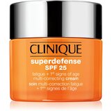 Clinique Superdefense™ SPF 25 Fatigue + 1st Signs Of Age Multi-Correcting Cream krema proti prvim znakom staranja za suho in mešano kožo SPF 25 50 ml Cene