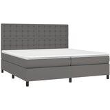 Krevet box spring s madracem LED sivi 200x200cm od umjetne kože | Eponuda.com