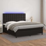  Box spring s madracem LED crni 180x200cm od umjetne kože Cijene