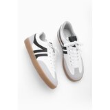 Marjin Women's Sneaker Lace Up Flat Sole Sports Shoes Thione White Cene