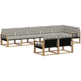  Set vanjskih sofa 8 kom. Bijela i svjetlosiva Smeđa 406 x 168,5 x 73 cm | shoptok.hr