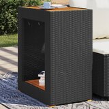  Vrtni bočni stolić s drvenom pločom crni 60x40x75 cm poliratan | shoptok.hr