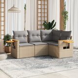  The Living Store Vrtna sedežna garnitura 4-delna z blazinami bež poli ratan - Vrtna Sedežna Garniture, (21443287) Cene