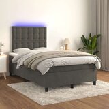  Box spring s madracem LED tamnosivi 120 x 200 cm baršun Cijene