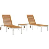  Ležaljke 2 kom s stolom od čvrstog bagremovog drveta ležaljka s kotačima 207x58x35 cm od čvrstog bagremovog drveta i nehrđajuće | shoptok.hr