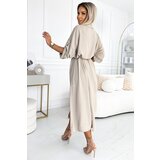 numoco basic Midi shirt dress with gold buttons and Numoco tie | ePonuda.com