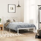  The Living Store Kovinski posteljni okvir z vzglavjem bel 107x203 cm - Posteljni Okvir, (21531263) | Shoptok.si