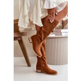 Boto Women's Low Heel Cutout Boots in Faux Suede with Zip Closure Camel Orchides | ePonuda.com