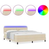  Krevet s opružnim ležištem madracem i LED svjetlom bež 180x200 cm tkanina | shoptok.hr