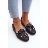 Boto Women's Navy Blue Cutout Ballerina Flats with Bow Nestavia | Shoptok.si