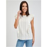 Orsay White Women's T-shirt with Ruffles - Women Cijene