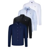 Dewberry QUAD SET G674 MENS SHIRT-BLACK-WHITE-NAVY BLUE-LIGHT BLUE Cijene
