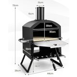  2-slojna peč za pico z rešetko za žar, kamnom za pico in lopatko za pico ter vodoodpornim pokrovom | Shoptok.si