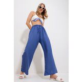 Trend Alaçatı Stili Women's Aviator Blue Elastic Waist Wide Leg Loose Woven Trousers cene