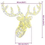vidaXL Jelenja glava Toplo bela 60 cm Akril | Shoptok.si