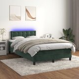 The Living Store Box spring postelja z vzmetnico LED tem. zelena 120x200cm žamet - Box Spring Postelja, (21490031) Cene