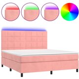  box spring s madracem LED ružičasti 160x200cm baršunasti | shoptok.hr