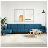 vidaXL Raztegljiv kavč L oblike moder 275x140x70 žamet Cene