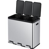 EKO koš za smeti s pedalom recycler, jeklo, 60 l, 3-delni zbiralnik, nerjavno jeklo | Shoptok.si