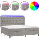  Box spring postelja z vzmetnico LED svetlo siva 200x200cm žamet, (20761067) | Shoptok.si