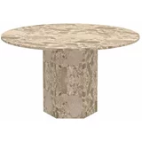 Actona Svetlo rjava marmorna okrogla jedilna miza ø 130 cm Naxos –