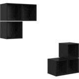 vidaXL Set TV stalka s pohranom 4 pcs Crni hrast 37 x 37 x 72 cm | shoptok.hr