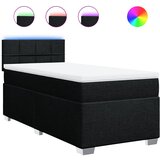 vidaXL Box spring postelja z vzmetnico črna 80x200 cm blago, (21291299) Cene