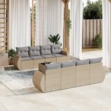 Maison Chic Seti vrtnega pohištva - Vrtna garnitura 9-delna z blazinami bež poli ratan, (21797522) | Shoptok.si