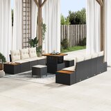 vidaXL set vrtnih sofa s jastučićima crne boje poli ratana acacia | shoptok.hr