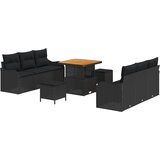 vidaXL 9-dijelni set sofe za vrt s jastučićima crni poli ratan akacija, 2-sjedna sofa za vrt s jastučićima crni poli ratan, 3-dijelni set za vrt s jastučićima crni poli ratan akacija Cijene