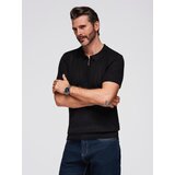 Ombre Men's openwork polo shirt with zipper at neckline - black | shoptok.hr