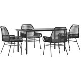 vidaXL 5-dijelni vrtni blagovaonski set s jastucima od crnog | shoptok.hr