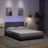 Maison Chic Posteljni okvir - Dvoposteljna postelja - Zakonska postelja z LED brez vzmetnice svetlo siv 140x190cm blago, (21697177) | Shoptok.si