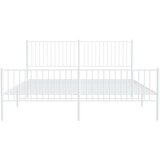vidaXL Kovinski posteljni okvir z vzglavjem in vznožjem bel 193x203 cm | Shoptok.si