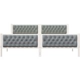 vidaXL Konstrukcija postelje z vzglavjem Svetlo siva 200 x 200 cm | Shoptok.si