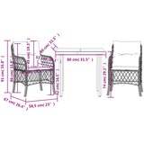  3-dijelni bistro set s jastucima svjetlosivi od poliratana Siva Dužina stola 80 cm | shoptok.hr