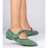 Gemre Green women's ballet flats with buckle and crystals Piona | Shoptok.si