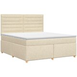  Boxspring krevet s madracem Krem 180 x 200 cm Tkanina Slike