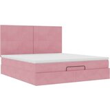 vidaXL Otomanski posteljni okvir z vzmetnicami roza 180x200cm žamet | Shoptok.si