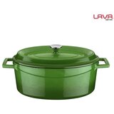Lava Zelen ovalni litoželezni lonec s pokrovom in vgrajenimi ročaji (21222650) | Shoptok.si