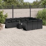vidaXL 11-dijelni set vrtnih sofa od poliratana s jastucima crni | shoptok.hr